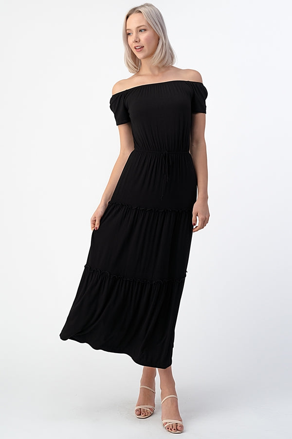 black off the shoulder maxi dress casual BLACK OFF-SHOULDER MAXI DRESS – No Obligations Clothing Co