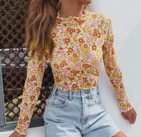 RETRO FLORAL SHEER TOP – No Obligations Clothing Co.