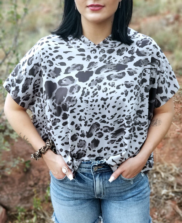 OVER-SIZED LEOPARD PRINT HOODIE