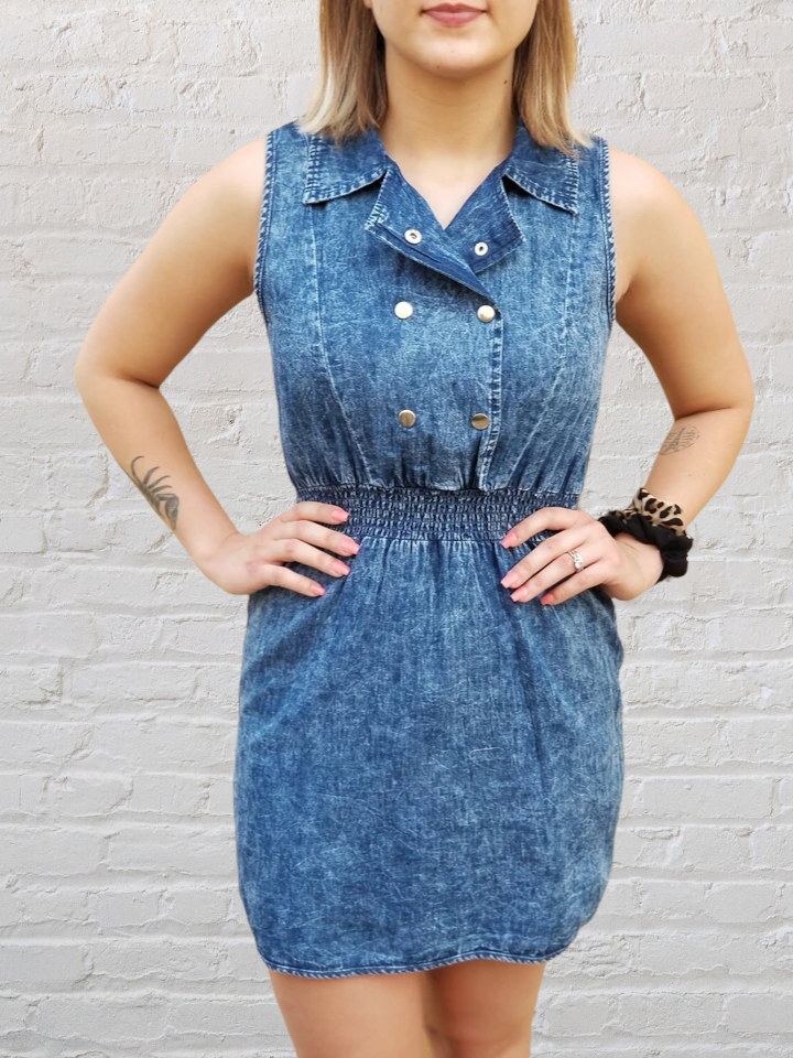 BRITNEY SLEEVELESS DENIM MINI DRESS – No Obligations Clothing Co