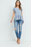 BABY BLUE RUFFLE FLARE TOP