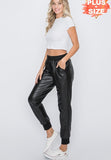REBEL FAUX LEATHER JOGGERS (CURVY)