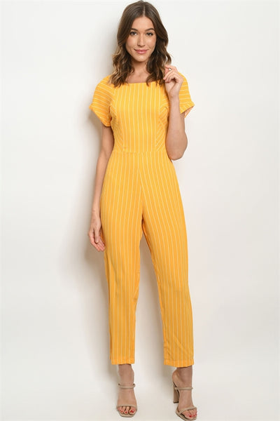 MUSTARD STRIPED JUMPSUIT – No Obligations Clothing Co.