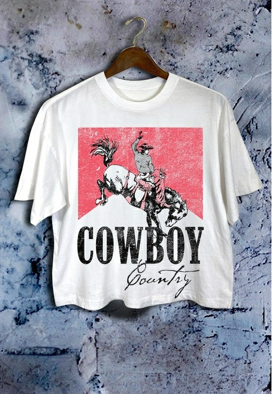 COWBOY COUNTRY OVERSIZED CROPPED GRAPHIC TEE