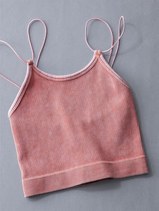 BLUSH PINK CROPPED DOUBLE STRAP TANK